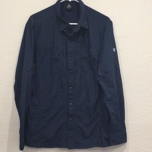 New Kuhl long sleeve button down dark blue men’s shirt.
